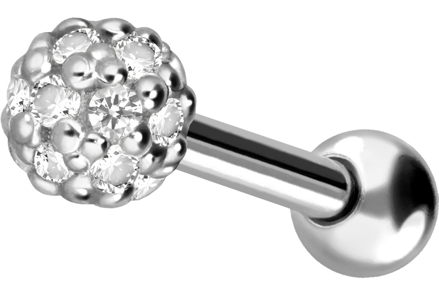 PIERCINGLINE 750er GOLD Ohrpiercing | 18 KARAT | KUGEL + KRISTALLE | Piercing Tragus Helix Conch | Farbauswahl