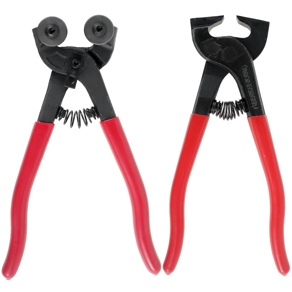 Jnchdghwa Glass Tile Nippers Set(2 Pcs) with Nonslip Handle Heavy Duty Wheeled Mosaic Nipper and Hd Ceramic Tile Tool