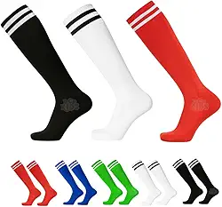 Kit 3 Pares Meião Infantil para Futebol Cores Sortidas Listras Duplas