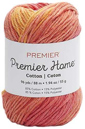 Hilo de algodón de rayas naranja multicolor para tejer y manualidades Premier Yarns 2