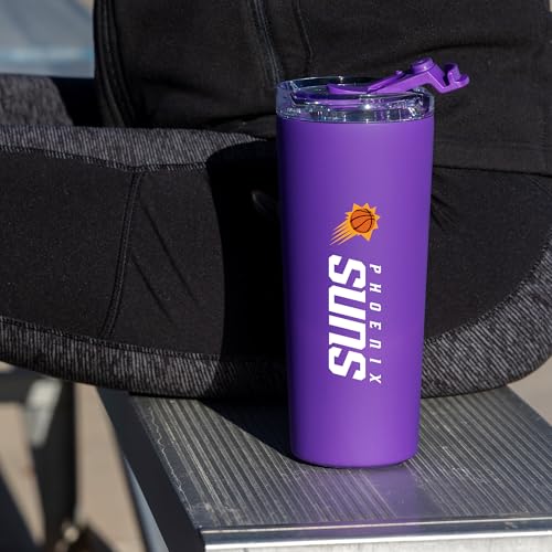 Image of Rico Industries NBA Basketball Phoenix Suns Purple 24oz Stainless Steel Tumbler with Lid and Dual Functioning Lid