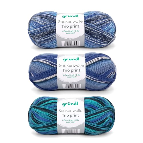 Gründl Trio Lot de 3 pelotes de laine pour chaussettes de 100 g (...