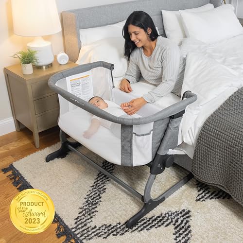 Image of Baby Delight Beside Me Dreamer Bassinet | Bedside Sleeper | 7-Position Height Adjustment | Charcoal Tweed
