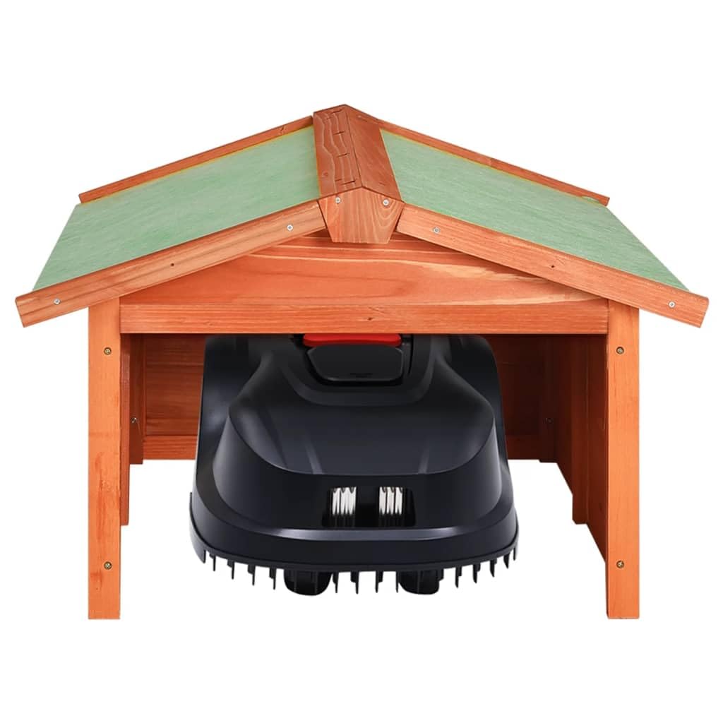 Robot cortacésped garaje de madera maciza de abeto 72 x 87 x 50 cm, cubierta impermeable y funda protectora para robot cortacésped, transpirable, impermeable, protege contra la lluvia, la