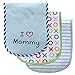 Luvable Friends Unisex Baby Cotton Burp Cloths with Fiber Filling, Blue Mom, One Size
