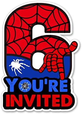 Cute Superhero 6th Birthday Party Invitations Glitter Super Hero 6 Year Old Boy Birthday Shaped Invites Fill-in Invitations With Envelopes, Set of 20