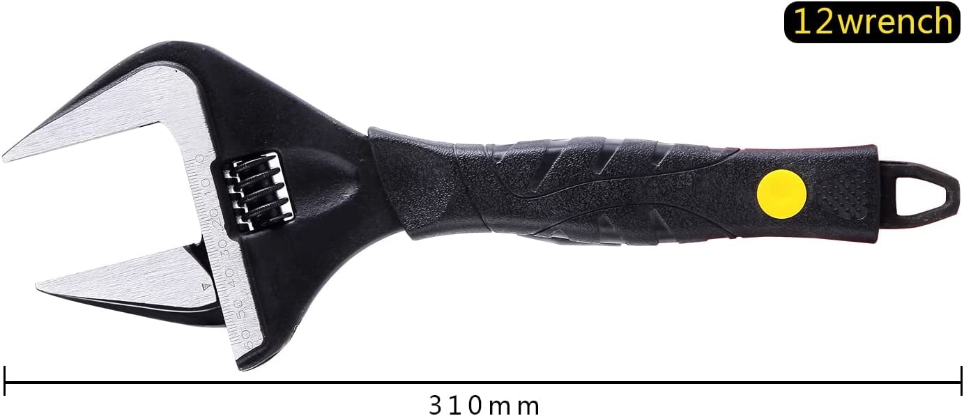 Juego de Llaves Ajustables Sharp-Tec, Llave Inglesa Ajustable de Boca Ancha, Herramientas de fontanería de Alta Resistencia para fontaneros, 6''+8''+12'', Negro, Cromado