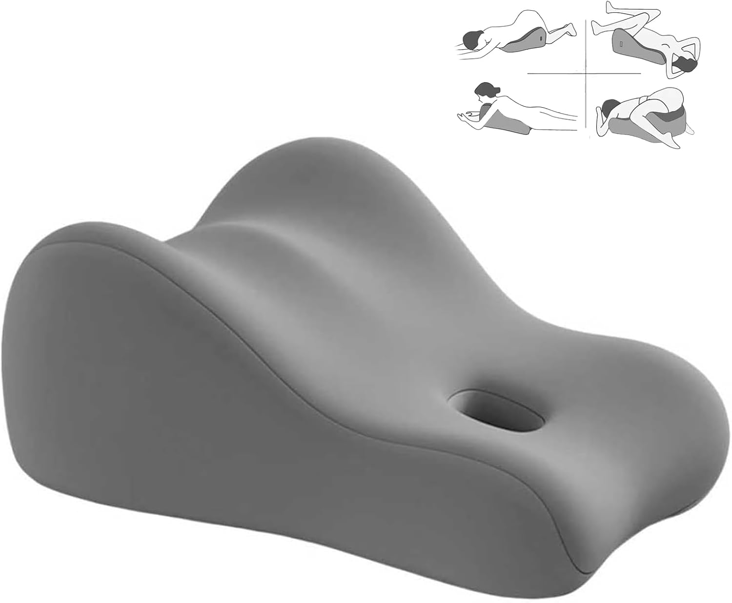 Ergonomic Natural Latex Pillow for Adults & Pregnancy | Multi-Position Support Cushion for Sleeping, Lounging, Reading & Couples | Removable Washable Cover (Dark Gray) 1