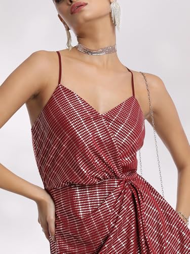 Image of Tokyo Talkies Women's Sleeveless V-Neck Solid Dresses| Stylish| Party Dresses