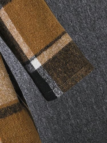 COZYEASE Boy's Plaid Print Button Down Hooded Coat Loose Midi Long Sleeve Outerwear Trendy Coat3