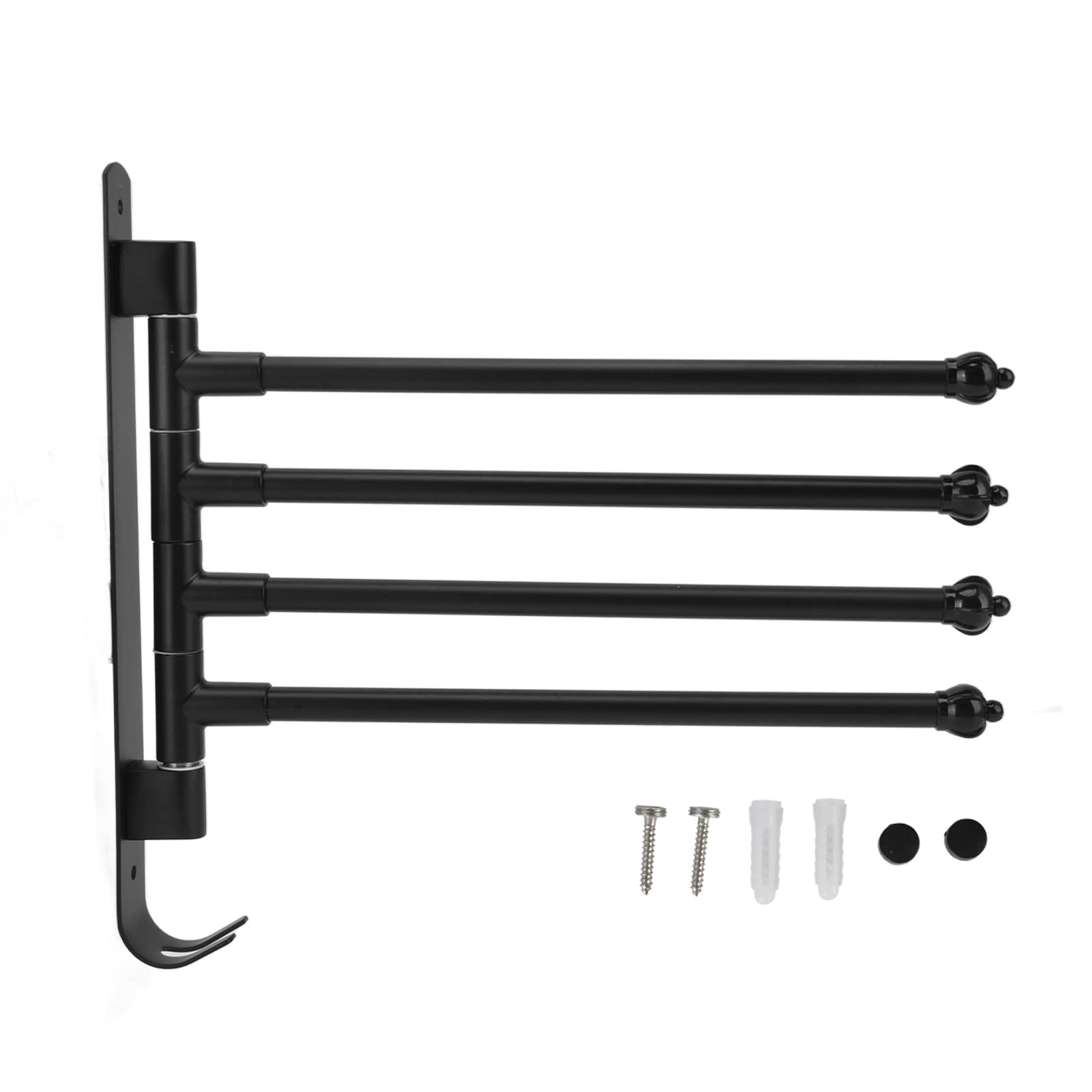 Porte-serviettes en acier inoxydable noir mat au design rotatif minimaliste