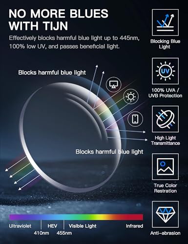 TIJN Blue Light Blocking Glasses for Women Men Clear Frame Square Nerd Eyeglasses Anti Blue Ray Computer Screen Glasses
