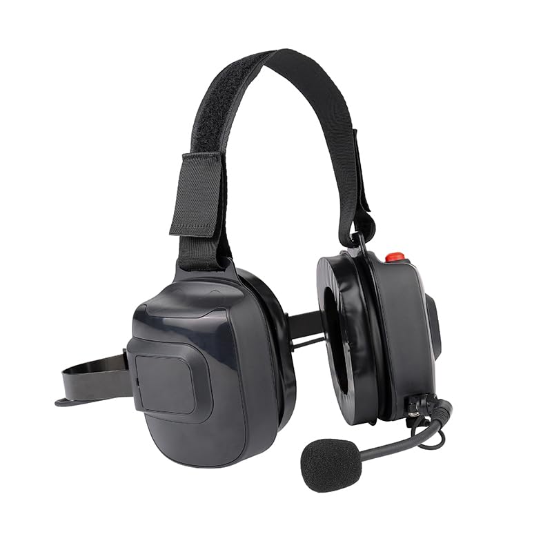 BANDARICOMMBehind The Head Headset for Racing Radios, Adjustable Microphone, Push to Talk Button and 5-Pin Input Jack 2-Way Radio Headsets