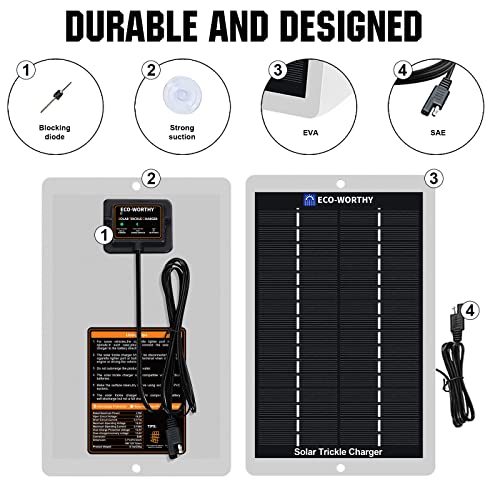 Eco-Worthy US-L02EP3BB18V-1 Solar Battery Charger 12 Volt Waterproof Portable Power Solar Panel Solar Trickle Car Battery Charger Maintainer thumb #6