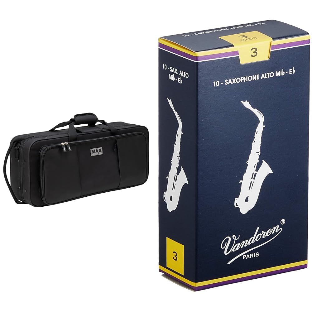 Protec Alto Sax Case & Vandoren Alto Sax Reeds Strength 3 Box of 10 Bundle