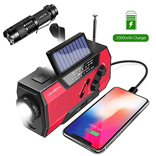Emergency Weather Radio,Omew Portable Solar Hand Crank NOAA Weather Radio with AM/FM, LED