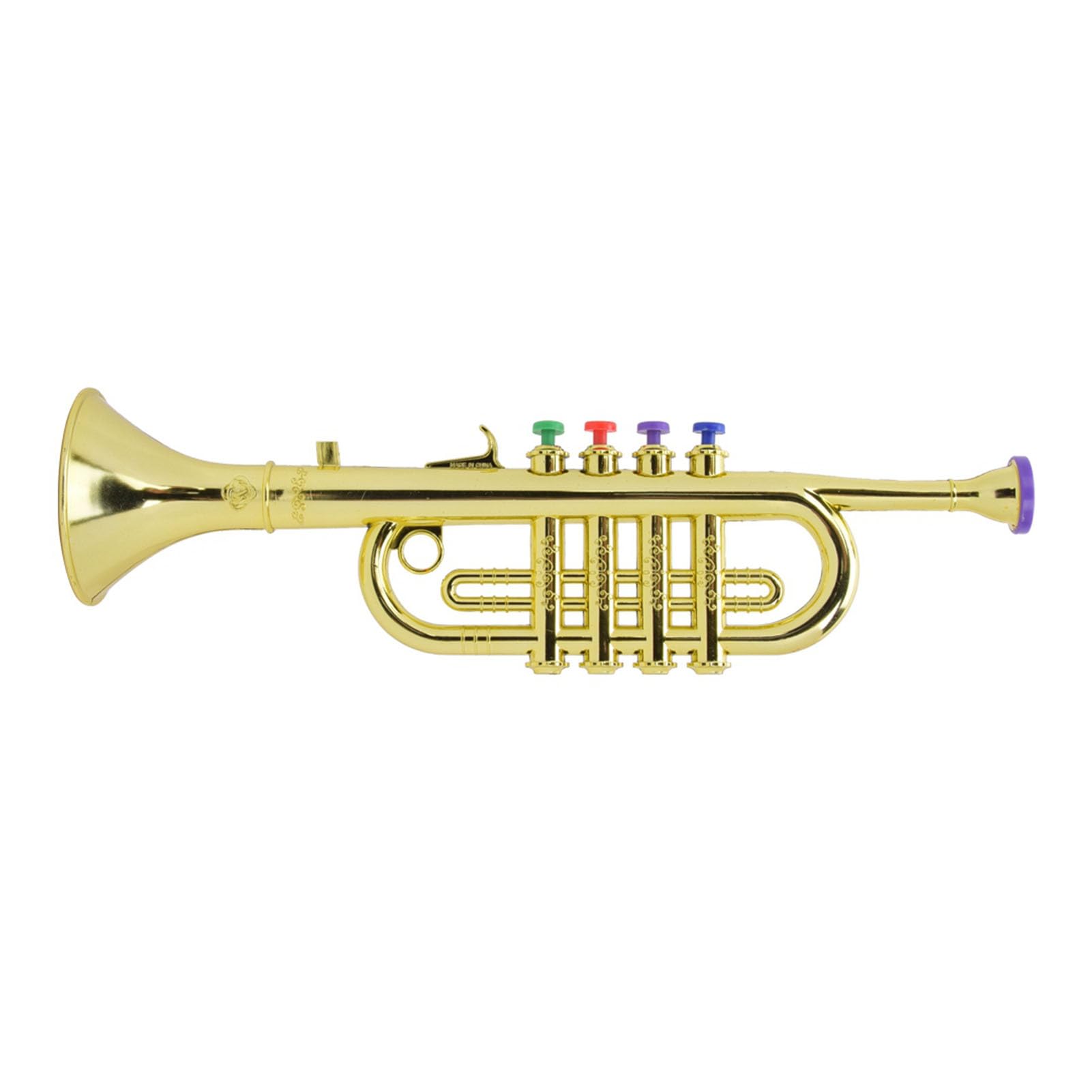 Trompeta para Niños Instrumento Musical Infantil de Plástico Recubierto de Oro para Aprendizaje Divertido, Ritmo de Aprendizaje y Regalo para Niños, Juguete Musical Preescolar