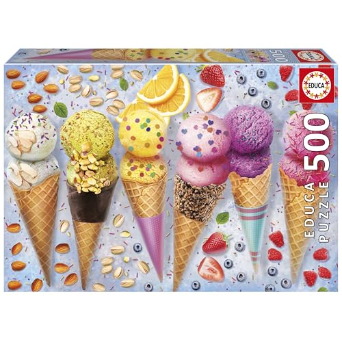 Educa - Puzzle de 500 piezas para adultos | Helados | Medidas: 48 x 34 cm | A partir de 11 años (20289)
