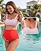 Maternity Bikini Swimsuit for Women - Two Piece High Waisted Bathing Suit Wide Ruched Straps Pregnancy Swimwear Colorful Polka Dots X-Large