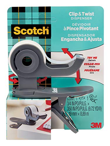 Scotch Tape Desktop Tape Dispenser, Clip and Twist, Dark Grey image 4