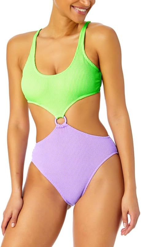 Women's Juniors' Colorblocked One-Piece Monokini (Mint, X-Large)