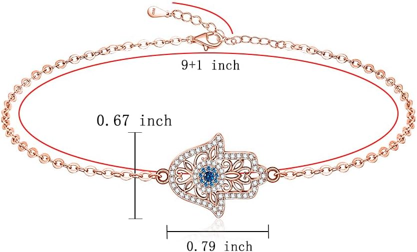 Elephant Hamsa Anklet for Women 925 Sterling Silver Evil Eye Ankle Bracelet for Women Cubic Zirconia Adjustable Anklet Ward off Negativity Gifts for Women - Image 2