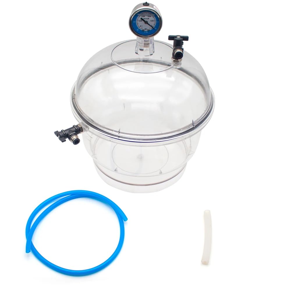 150MM Polycarbonat Kunststoff Vakuumtrockner, Labor Exsikkator Speicher Doppelventil mit Manometer