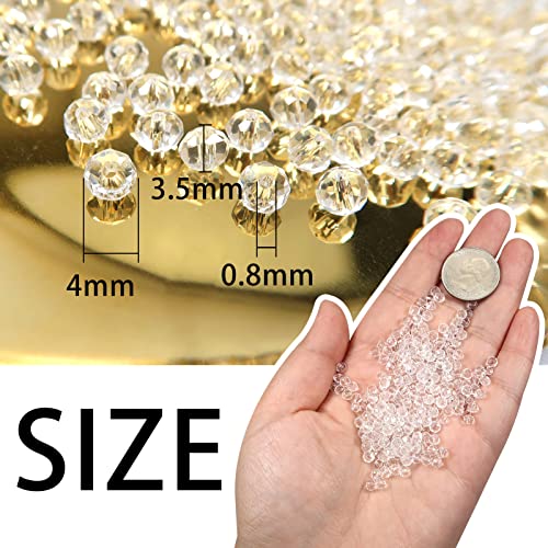 TOAOB Clear Crystal Glass Beads 4mm Faceted Round Spacer Balls for Jewellery Making - Image 2