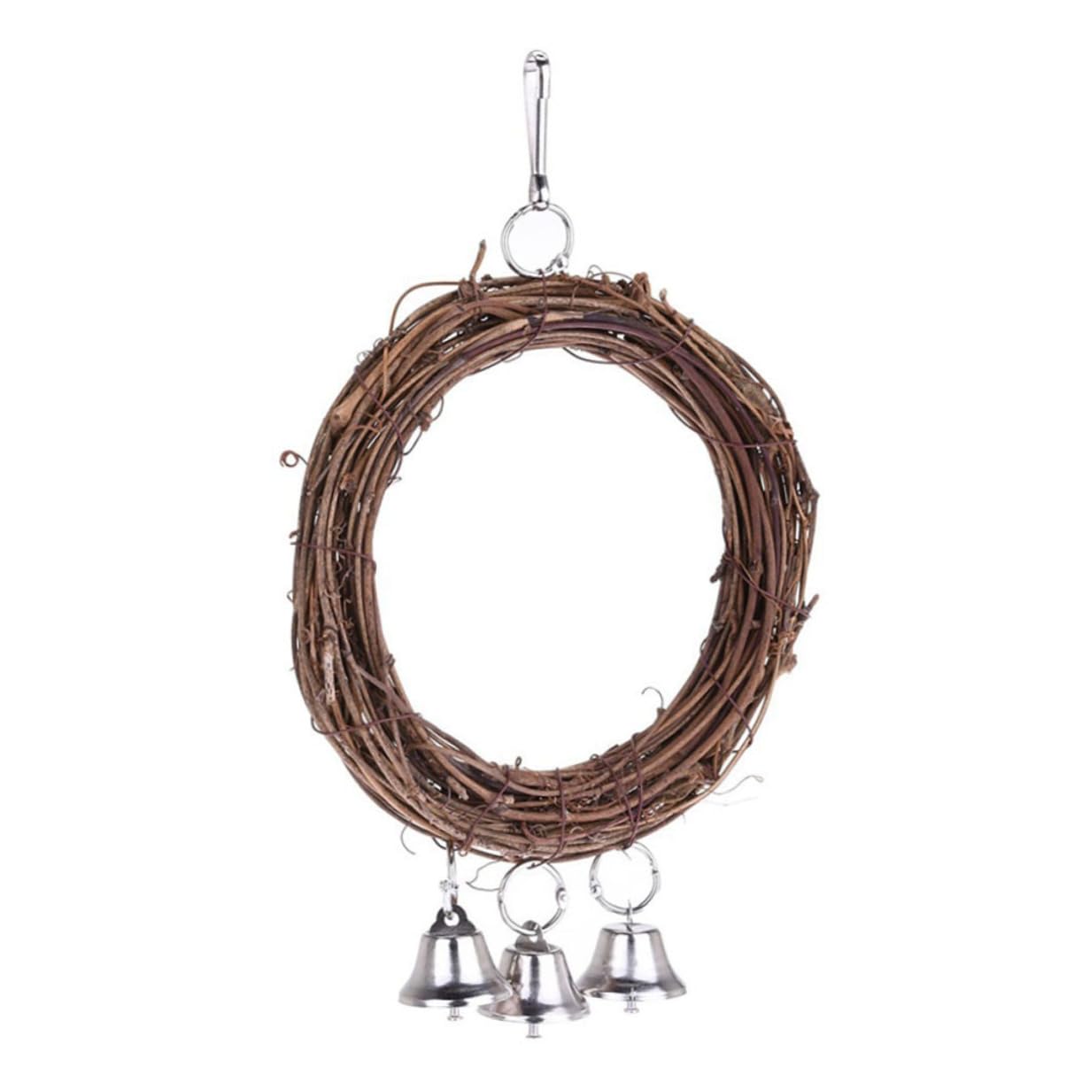 DOITOOL 3stücke Stehendes Papageien-schaukelspielzeug Rattan-Kreis Mit Glocken Vogelspielzeug Für Käfige Kletterzubehör Für Vögel Spielplatz Für Papageien