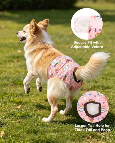 Image of CuteBone Dog Diapers Female Washable Small Medium Large 3 Pack Reusable Doggie Diapers Puppy Period Pants for Doggy Heat Cycle Peeing