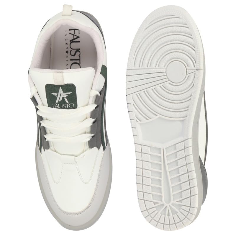 Image of FAUSTO Men's Colorblocked Low Top Classic Lace-Up Sneaker Shoes|Low Ankle Casual Shoes|All Day Comfortable Sneakers