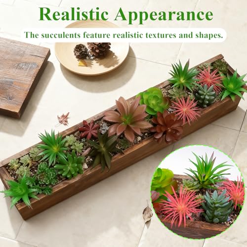Niuohoy 人工多肉植物 人工プラスチック多肉植物 16個セット グリーン&カラフルな色調 DIYクラフト、花の壁、自宅、庭、オフィスの装飾、パーティーやケーキの装飾に [3]