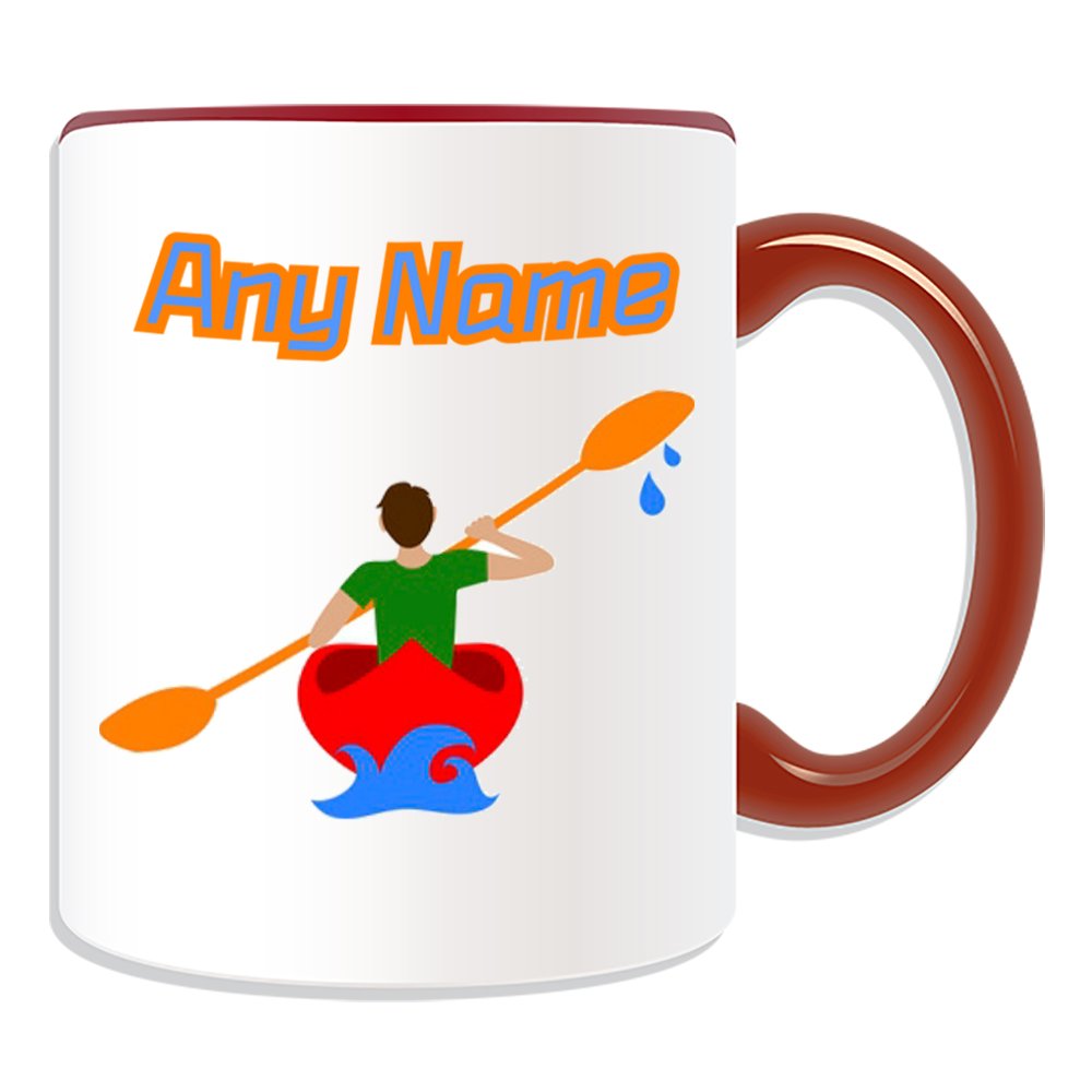 Tazza Personalizzata Kayak Con Nome E Messaggio: Design Evoluzione, Ceramica, Blu, Regalo Unico Per Appassionati Di Sport Olimpici