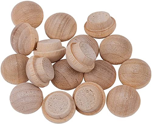 Image of Mushroom Birch Screw Hole Button Plugs | 1 /2 inch Diameter | Pack of 50 Approx. | Wood Turned End Grain Round Mushroom Head with Shoulders | UA-092-BW