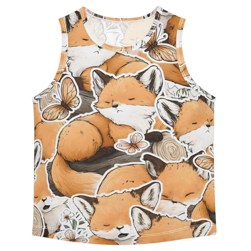 Boys' Tank Top Shirt Little Fox Butterfly Pattern Sleeveless T-Shirts