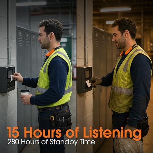 Image of MANHATTAN Bluetooth Wireless Neckband Headphones - Work Earbud Earphones with 15H Playtime, Noise-Isolating, IPX4 Water Resistant, Built-in Mic - for Work, Music, Calls (Black /Orange)
