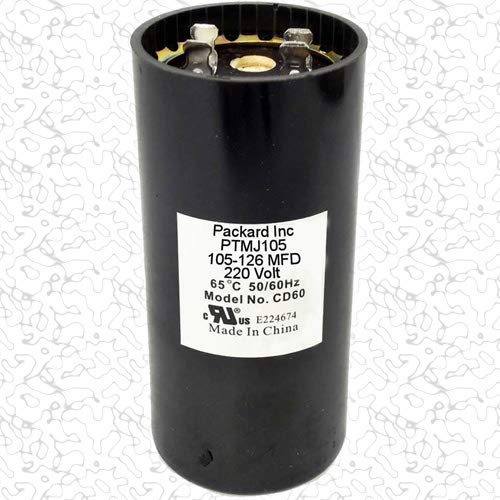 Room Air Conditioner Replacement Partst Packard PTMJ105 Motor Start Capacitor. 105-126 MFD UF / 220-250 VAC