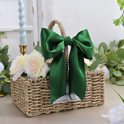 Image of Forest Green Satin Ribbon 4 inch X 15 Yards Polyester Ribbon for Gift Wrapping Very Suitable for Weddings Party Hair Bow Invitation Decorations and More