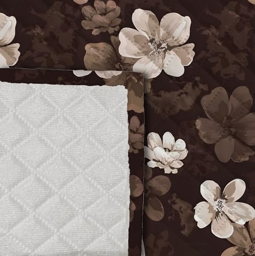 Image of Decorian Premium Soft Quilted Velvet Sofa Cover Mat, Sofa Seat Runner for Couch (Coffee Brown Flower, 4 Seater)