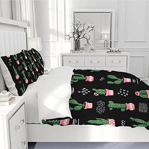 Vantaso Duvet Cover Set Bedding Comforter Cover Cacti Cactus Black Queen 3 Piece Set Quilt Cover Pillow Shams #TOP4