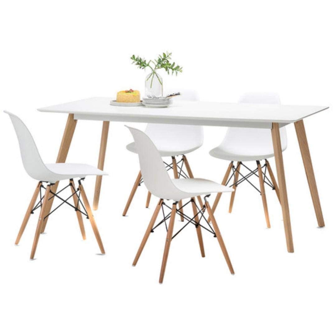 A AWF AL WADI FURNITURE SINCE 1991 1 Rectangle Table + 4 Chairs Wood Dining Set - White