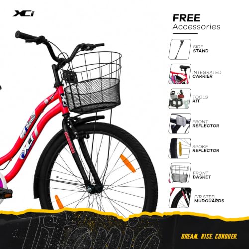 Image of XCi Titania 26T Women's Bicycle, 26-Inch Tyres, Single Speed, Non-Geared, Rigid Suspension, Calliper Brakes, Adult (12+ Years), 18 Inches Steel Frame, Pink Black
