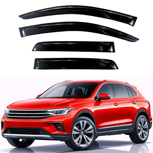 Image of KPY Rain Guards Fit for 2018-2024 Volkswagen Tiguan, Out-Channel Window Visors Vent Wind Deflectors 4PC, Car Accessories for 18-24 VW Tiguan