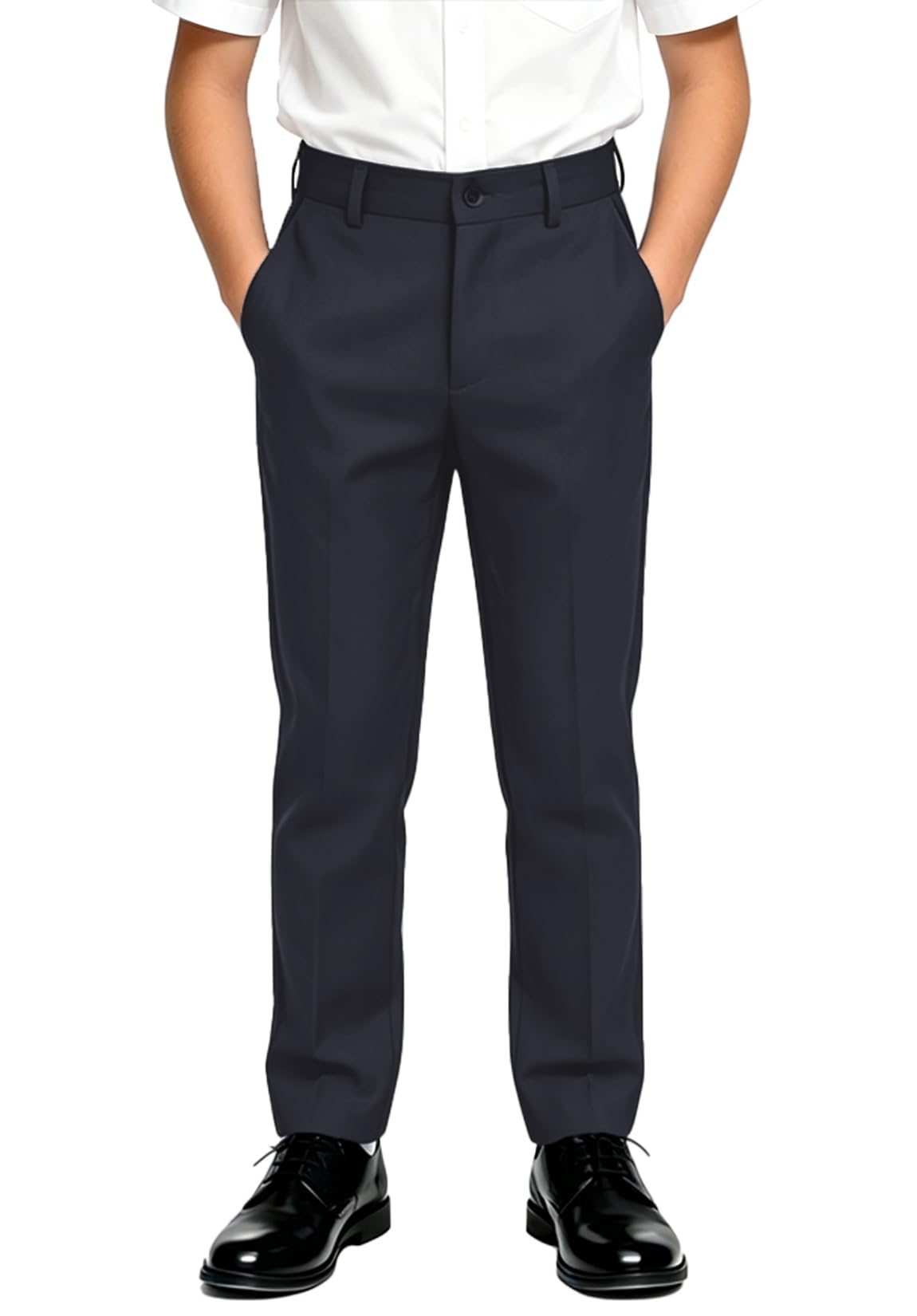 DHTS Boys Dress Pants Slim Fit Uniform Pants for Toddler Teens Trousers
