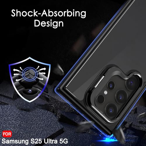 Image of TheGiftKart Hybrid Matte Frosted Back Cover Case for Samsung Galaxy S25 Ultra 5G | Built-in Stand | Shockproof Hard Case Cover for Samsung S25 Ultra (PC & TPU, Translucent Black)