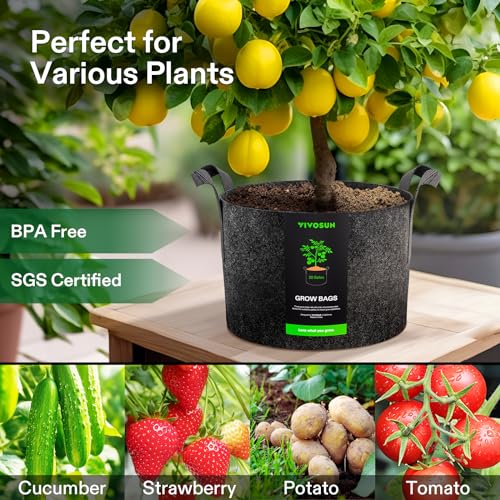 Image of VIVOSUN 10-Pack 20 Gallon Plant Grow Bags Fabric Pots with Handles