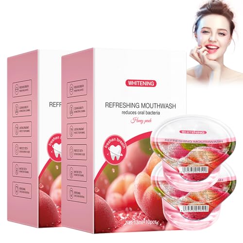 Balsamo per la bocca, confezione singola, Refreshing Mouthwash, respiro fresco e pulizia profonda, pratico sacchetto per il viaggio (20 pezzi, pesca) Balsamo per la bocca, confezione singola, Refreshing Mouthwash, respiro fresco e pulizia profonda, pratico sacchetto per il viaggio (20 pezzi, pesca)