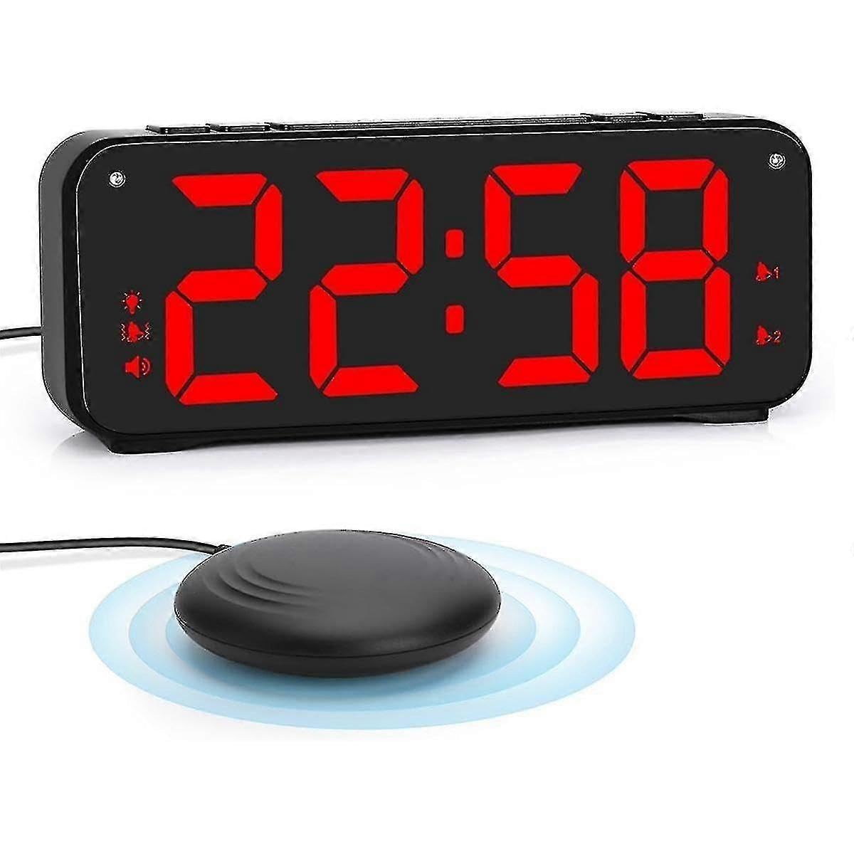 Double réveil avec shaker de lit vibrant et grand écran à variateur