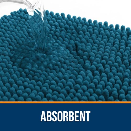 Image of OLANLY Large Bathroom Rugs 40x32, Extra Soft Absorbent Chenille Bath Rugs, Rubber Backing Quick Dry, Machine Washable Bath Mats for Bathroom Floor, Tub and Shower, Home Decor Accessories, Peacock Blue