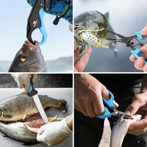 Image of Mossy Oak Fishing Tools Kit- Fishing Plier, Fish Lip Gripper, Multifunctional Fishing Hook Remover with Lanyards Sheath, Saltwater Resistant Fishing Accessories & Equipment, Fishing Gifts for Men